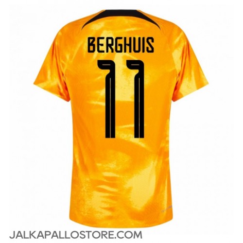 Alankomaat Steven Berghuis #11 Kotipaita MM-kisat 2022 Lyhythihainen